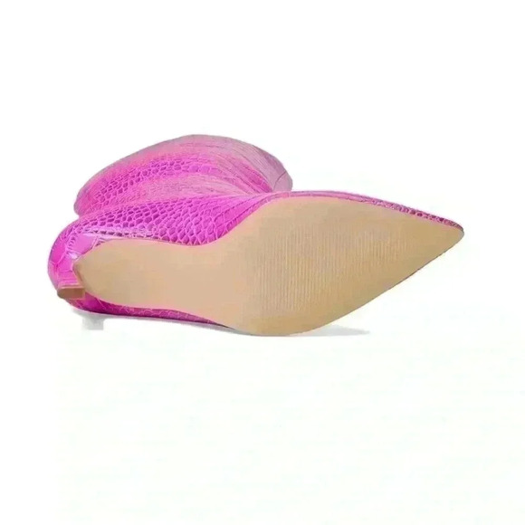 Steve Madden Boots Lavan‎ Pink Crocodile Embossed Knee High Heeled Boots Size 7 - Picture 6 of 6